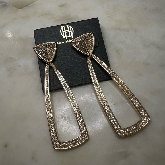 House of Harlow 1960 Gold Geometric Statement Earrings, NWT - Picture 1 of 7